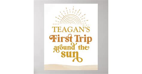 Boho First Trip Around The Sun First Birthday Sign Zazzle