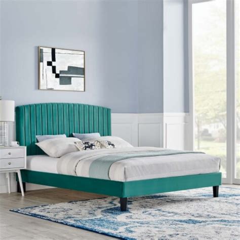 Alessi Performance Velvet Queen Platform Bed Mod 6283 Teal 1 Unit Kroger