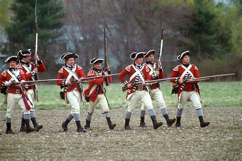 Redcoats Advancing With Fixed Bayonets Revolutionary War Reenactment Patriots Day 2002