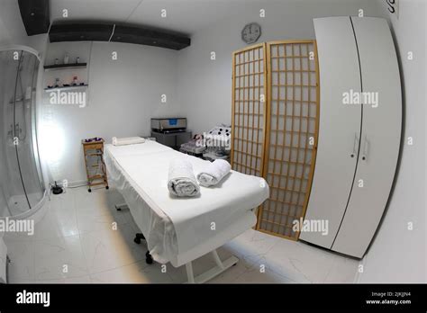 The Interior Of The Massage Room Massage Table In The Spa Skin