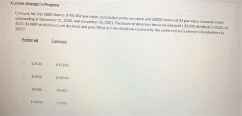 Solved Current Attempt In Progress Concord Inc Has Chegg