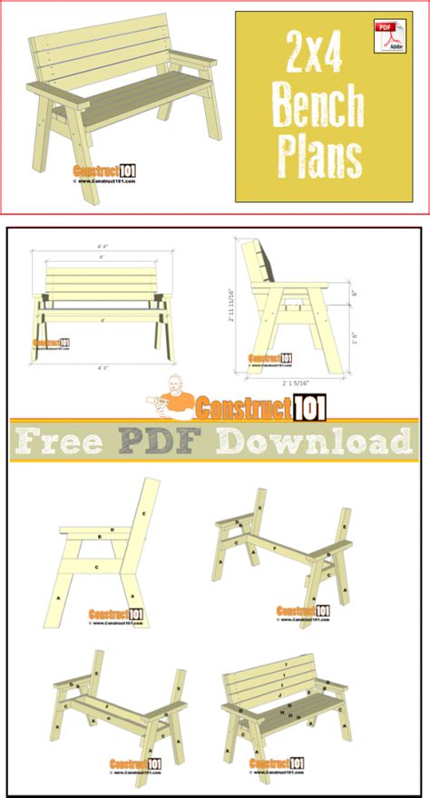 2x4 Bench Plans Pdf Download Construct101