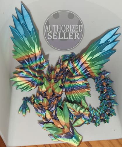 Adult Crystal Winged Dragon 3D Printed Articulated Dragon Cinderwing3d