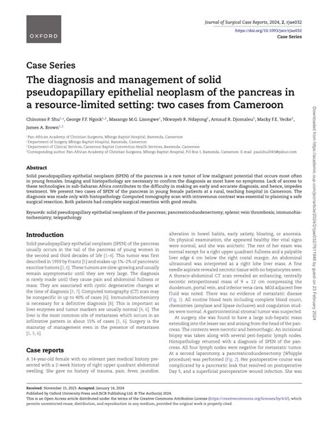 Pdf The Diagnosis And Management Of Solid Pseudopapillary Epithelial