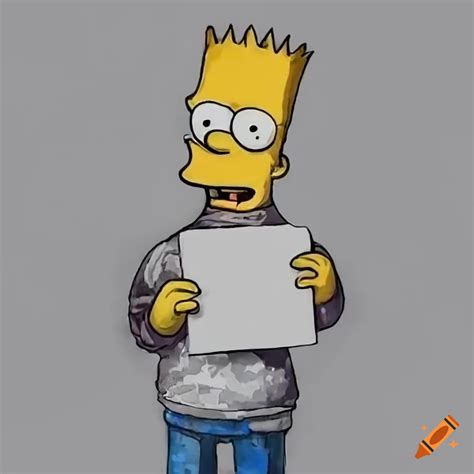 Realistic Depiction Of Bart Simpson Holding A Blank Placard On Craiyon