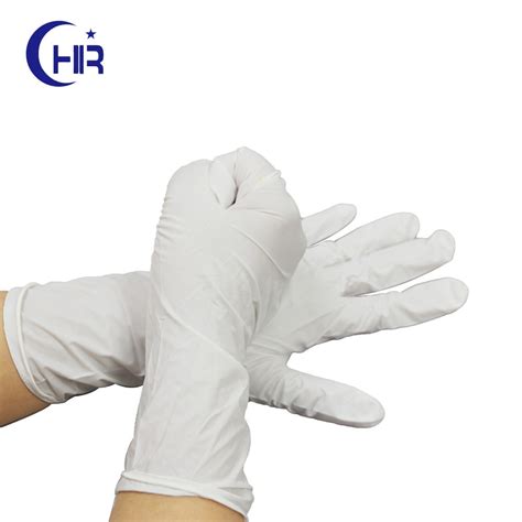 Chemical Resistant Anti Static 12 Inch Cleanroom White Nitrile Gloves