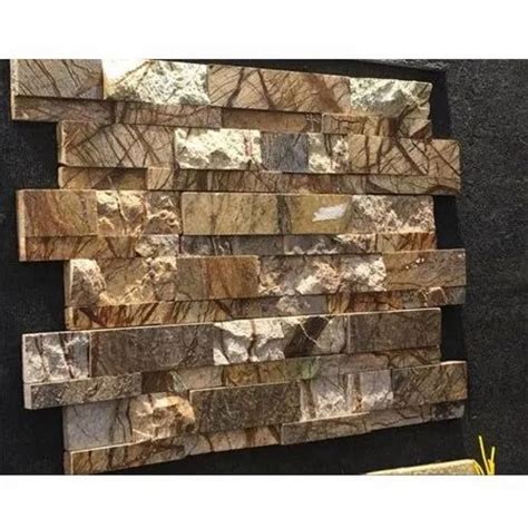 Beige Stacked Stone Wall Cladding Thickness 18 Mm Size 150 X 600 Mm