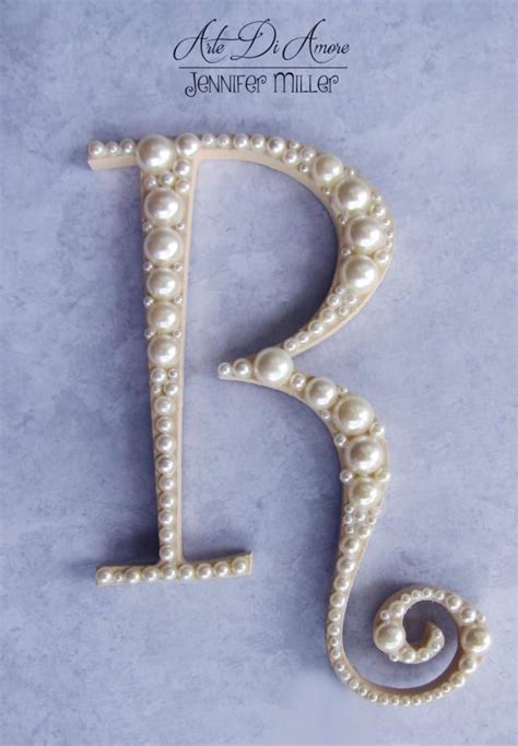 Ivory Letter Pearl Embellished Initial Wedding Cake Topper