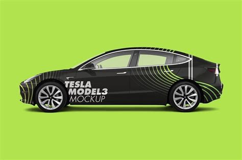 Tesla Model 3 Mockup - Side View | Mockupslib