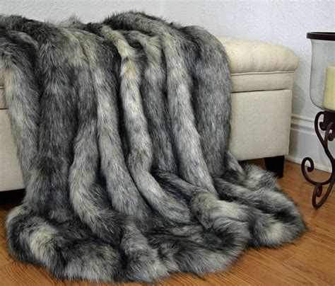 Grey Wolf Faux Fur Blanket Throw Faux Fur Blanket Faux Fox | Etsy ...