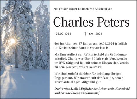 Traueranzeigen Von Charles Peters Rz Trauer De