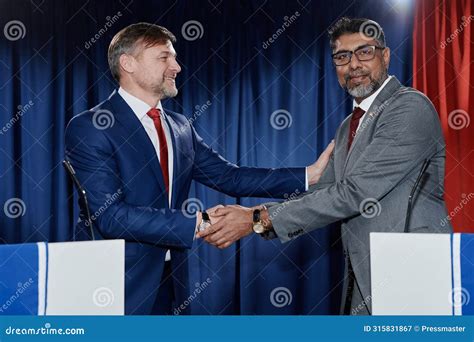 Handshake Of Two Mature Male Politicians Stock Image Image Of Speaker