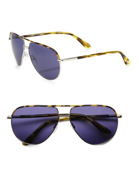 Tom Ford Men S Cole Metal Aviator Sunglasses Blue For Men Lyst