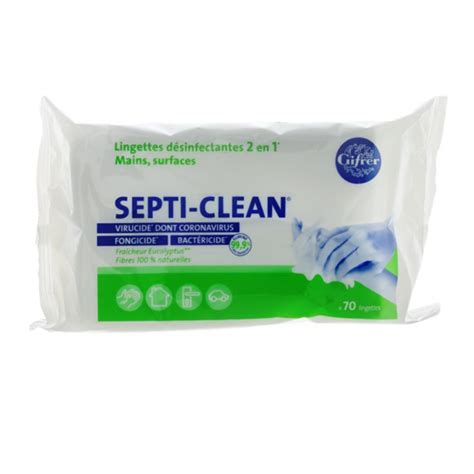 Gifrer lingettes désinfectantes 2 en 1 Septiclean Mains et surfaces