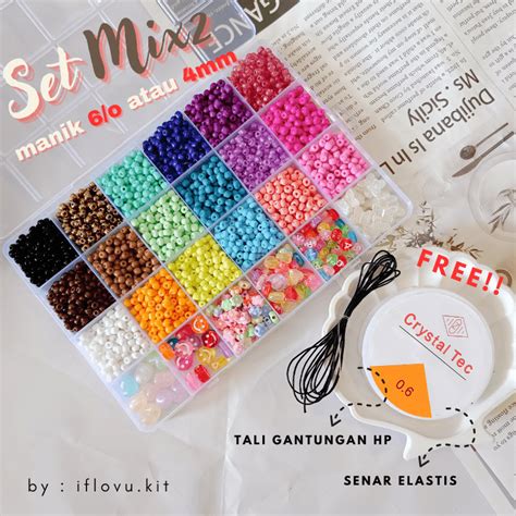 Jual Set Manik Manik DIY 6 0 4mm Senar Elastis Beads Kit Bracelet