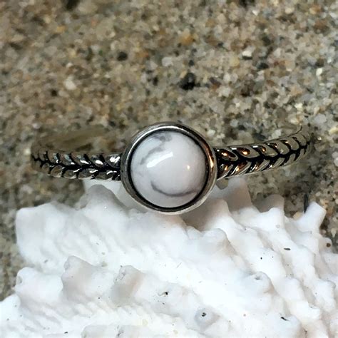 White Howlite Ring In Solid Sterling Silver Gemstone Ring Etsy Canada