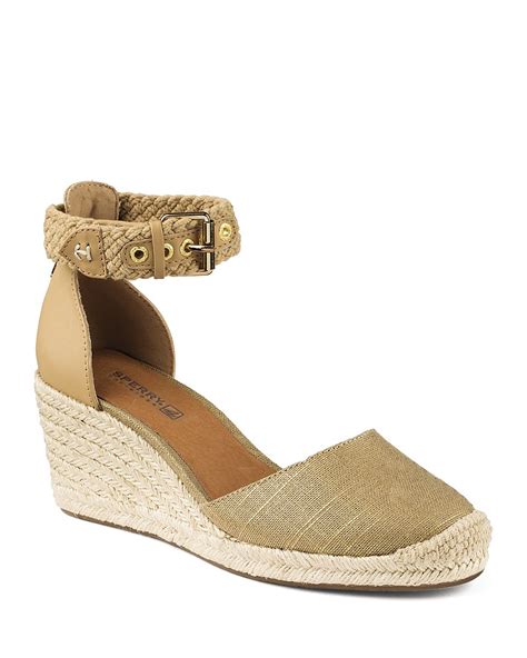 Sperry Espadrille Wedge Sandals Valencia Closed Toe Metallic