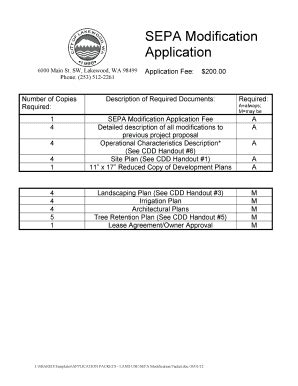 Fillable Online Sepa Modification Application Form The City Of