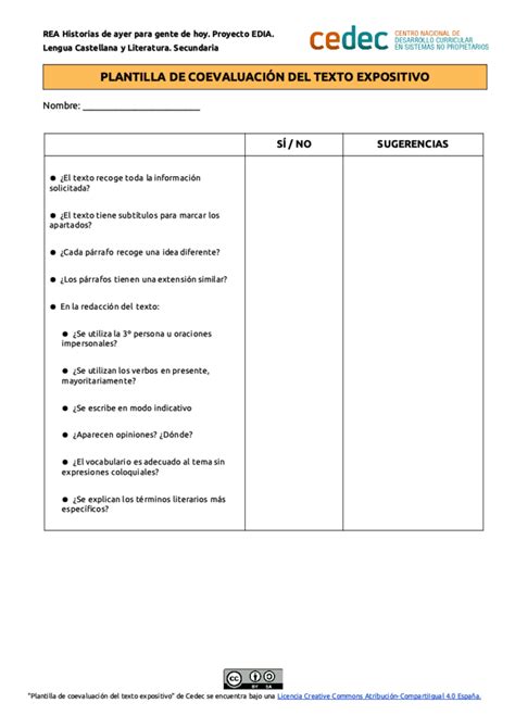 Cedec Plantilla Coevaluacion Texto Expositivo Historias De Ayer Cedec