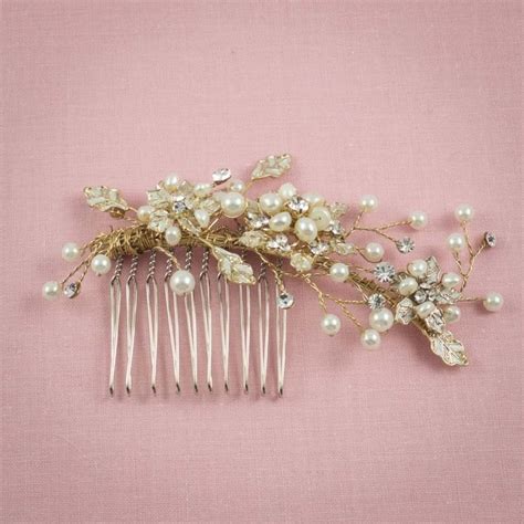 Gold Bridal Hair Comb With Pearls Romantic Wedding Hairpiece