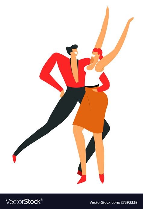 Dancers Performing Salsa Man And Woman Dancing Vector Image