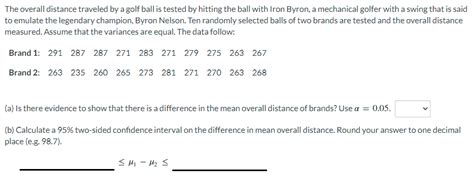 Solved The overall distance traveled by a golf ball is | Chegg.com