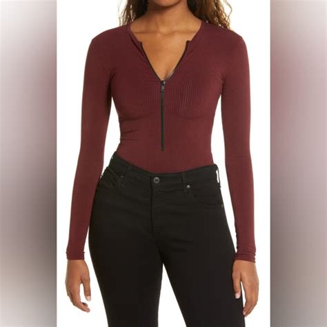 Naked Wardrobe Tops Naked Wardrobe Snatched Zip Front Long Sleeve