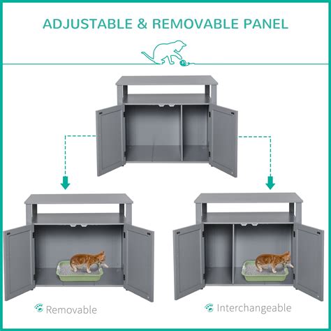 Buy Pawhut Wood Cat Litter Box Enclosure Furniture W Adjustable