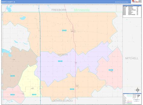 Worth County, IA Wall Map Color Cast Style by MarketMAPS - MapSales.com