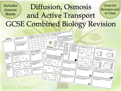 Diffusion Osmosis And Active Transport Revision Mats Aqa Combined