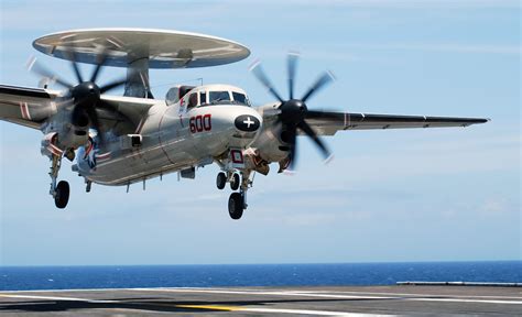 A US Navy USN E 2C Hawkeye Airborne Early Warning Aircraft With The