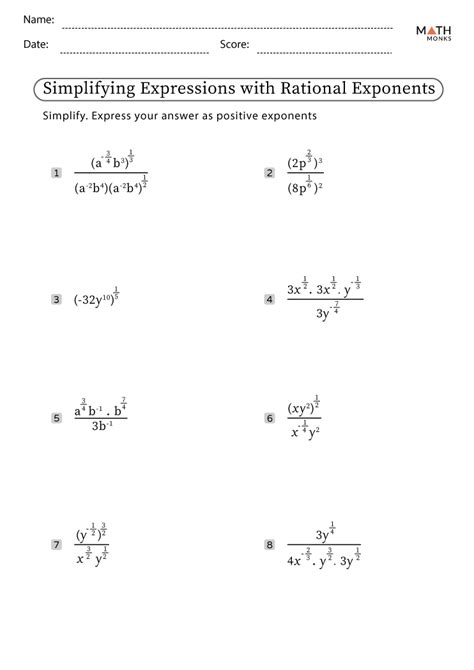 Exponents And Radicals Worksheets Exponents And Radicals