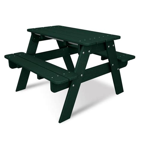 Shop POLYWOOD 33-in Green Plastic Rectangle Picnic Table at Lowes.com