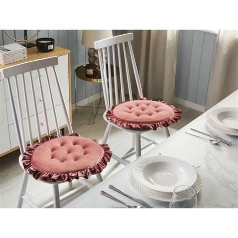 Coussin pour chaise en velours rose ø 40 cm KALANCHOE Cdiscount Maison