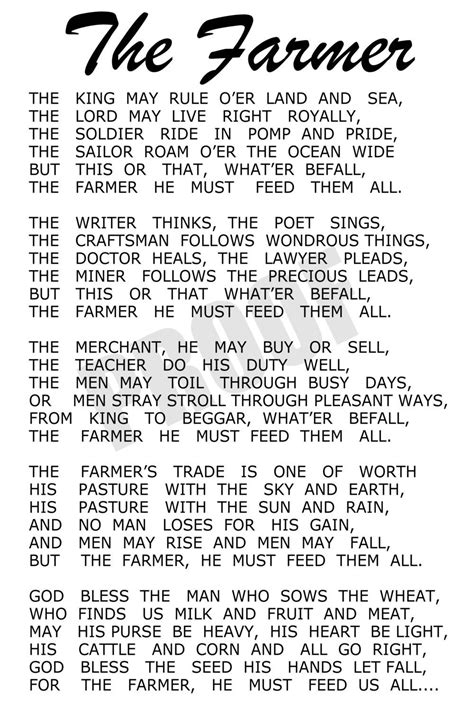 The Farmer Poem 1200 Via Etsy Farmer Poem Farmer Poems