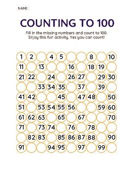 Counting from 1 to 100 worksheet by Teacher Ballantyne | TPT