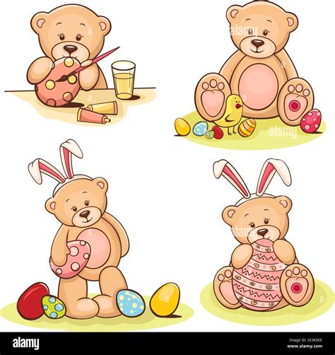 Illustration Of Cute Teddy Bear With Easter Egg Stock Vector Image