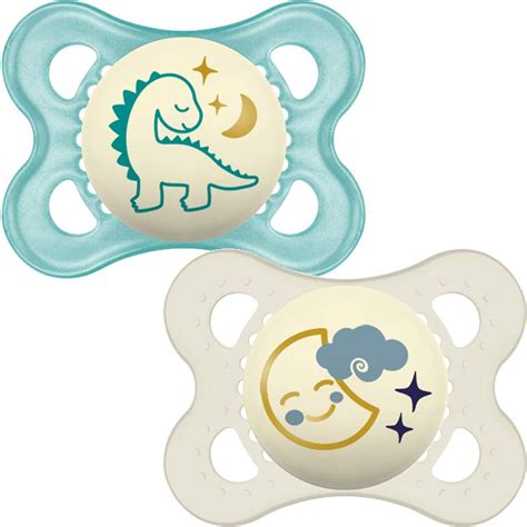 Mam Night Soothers 0 Months Pack Of 2 Glow In The Dark Baby