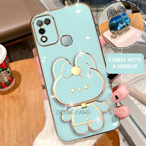 Casing Infinix Hot Play Hot Play Plating D Cute Rabbit Stand