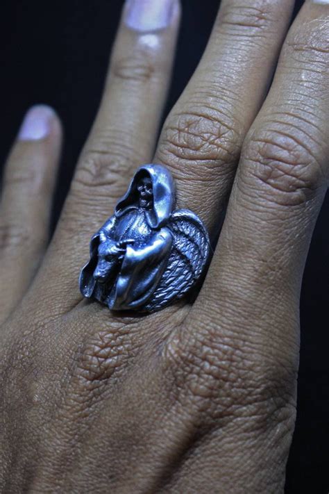 The Reaper Grim Reaper Skull Ring Satan Skull Rings Gothic Etsy