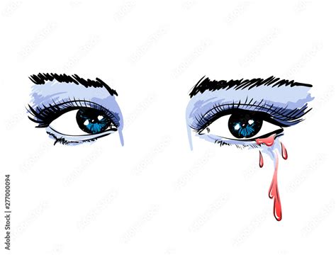 Vector beautiful illustration with crying eyes. Women's watery eyes ...