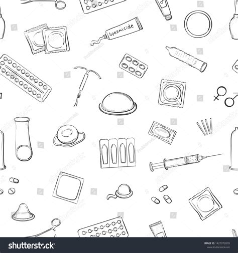 Vector Seamless Pattern Types Contraception Stock Vector Royalty Free