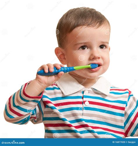 First Brushing Teeth Stock Photo Image Of Isolated Time