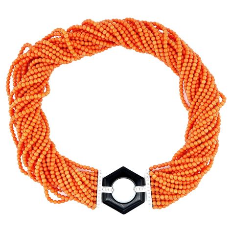 Valentin Magro Multi Strand Tube Coral Torsade Necklace For Sale At