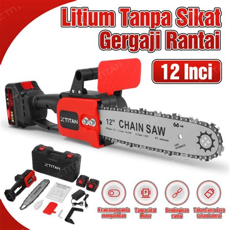 Xtitan Chainsaw Gergaji Listrik Cordless Rantai Elektrik Brushless Mini