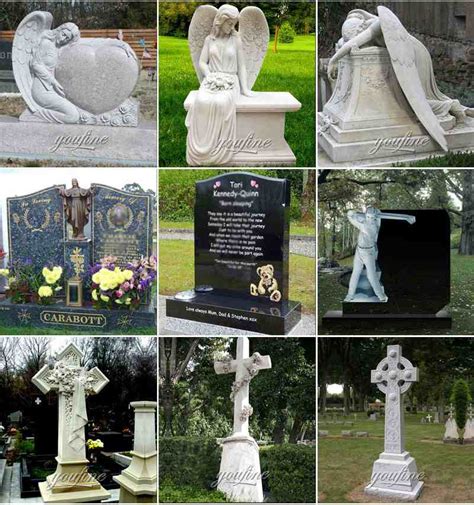 Upright Black Granite Tombstone Angel Statue Cemetery Headstone for ...