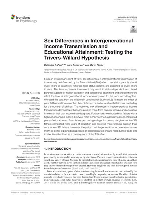 PDF Sex Differences In Intergenerational Income Transmission And