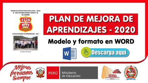 Modelo De Plan De Mejora De Aprendizajes Word Ugel Grau