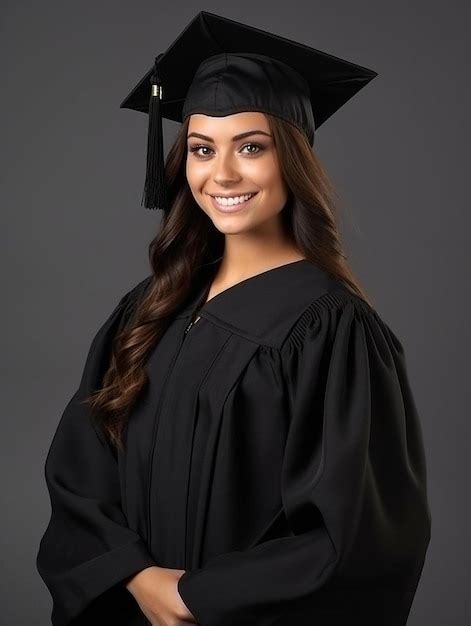 Premium Photo A Graduate With A Black Cap And Gown On