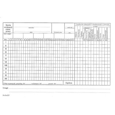 INDYWIDUALNA KARTA CZASU PRACY PRACOWNIKA 1 2 A4 2298083907